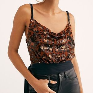 FREEPEOPLE sequin cheetah party top